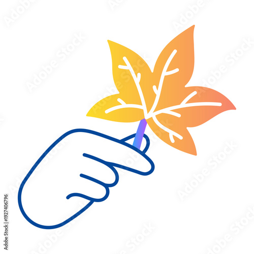 Drawing style icon showing autumn leaf  