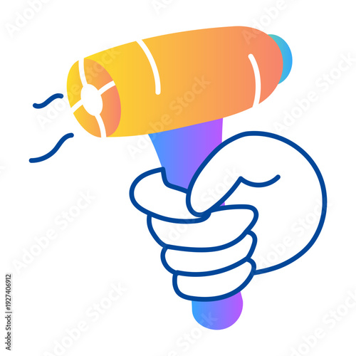 Doodle style icon showing hair dryer device