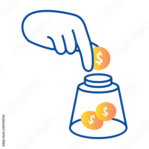 Hand drawn icon depicting saving money