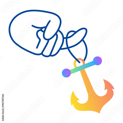 A doodle style icon of anchor nautical tool