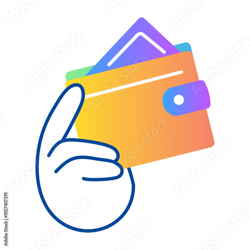 Doodle style icon showing wallet with card 