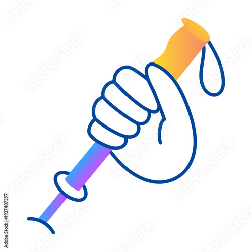 Drawing style icon showing hand holding trekking pole 