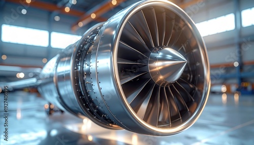 Close Up View of a Jet Engine Turbine Fan Blade