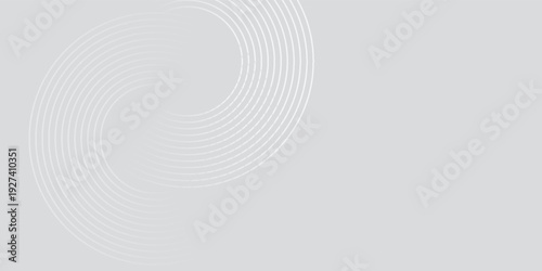 Abstract white glowing geometric lines on gray background. Modern shiny blue circle lines pattern. Futuristic technology concept. Suit for cover, poster,