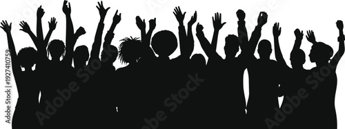 Silhouette collection of twenty diverse people in dynamic poses, standing, sitting, gesturing, embracing, jumping, and interacting, symbolizing unity, relationships, and human connection in 