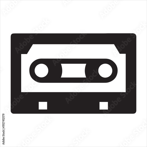 cassette tape rewind play silhouette vector illustration on transparent background