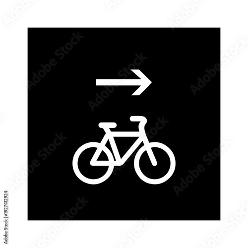 Bicycle path signage icon with transparent background cycling route symbol
