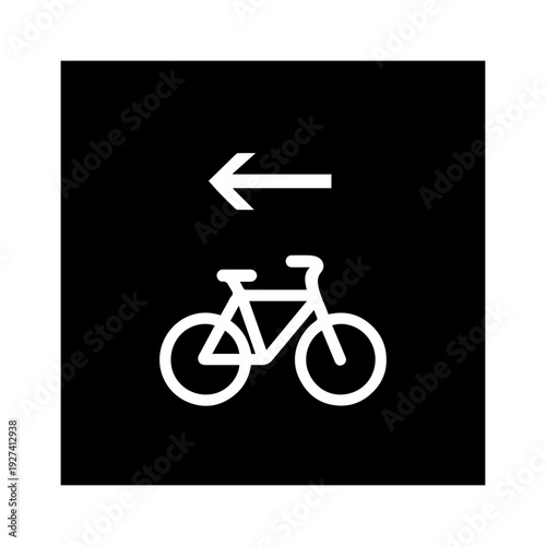 Bicycle path signage icon with transparent background cycling route symbol
