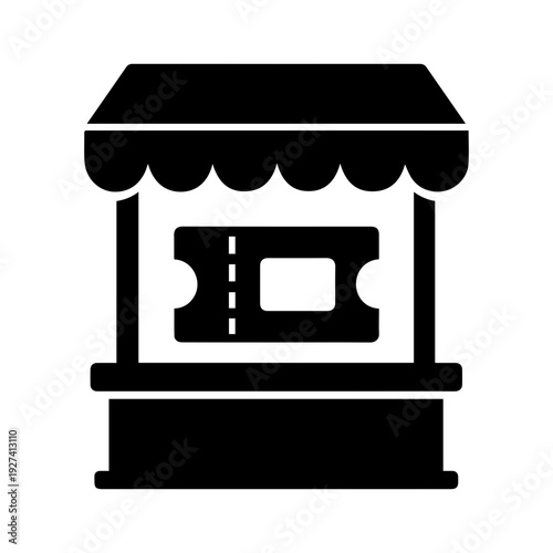 Ticket kiosk signage icon with transparent background public service symbol
