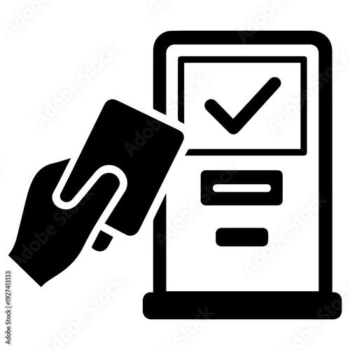 Library book borrowing kiosk scan card icon with transparent background
