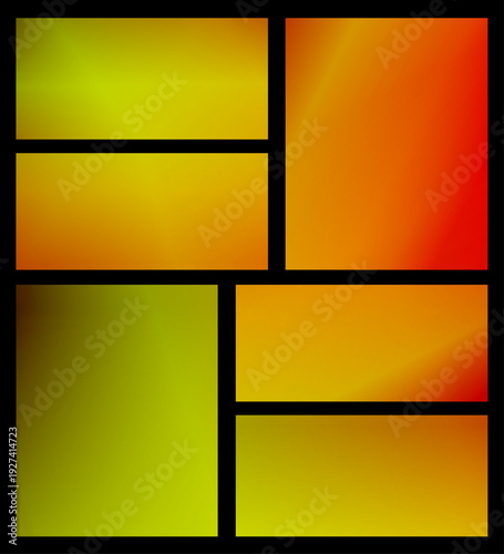 Radiant yellow and orange gradients form a glowing panel grid, evoking sunshine and energy, ideal for cheerful marketing, summer campaigns, or upbeat presentations.