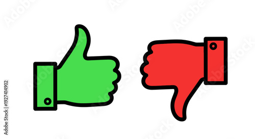 thumbs up and down icons, like and dislike concept