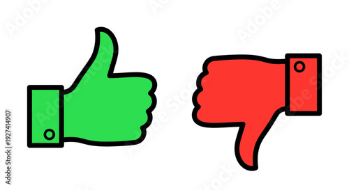 thumbs up thumbs down, like dislike, positive negative, approval rejection concept