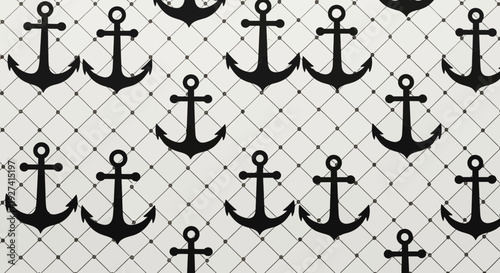anchor pattern on white background, nautical design