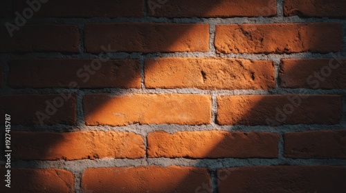 Brick Wall With Texture and Light Shadow, Urban Backdrop for Design, Architecture, or Photography, Close-Up of Rustic Material Surface
