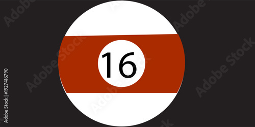 Lotto ball 16. Gambling, graphic elements for website. Yellow ball with number seven. Sphere with shadow, interface elements for games, poster or banner. Realistic isometric vector illustration