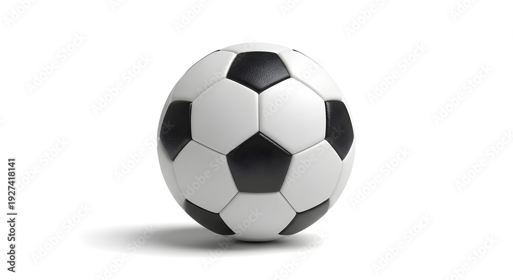 Fototapeta premium A classic black and white soccer ball resting on a plain background