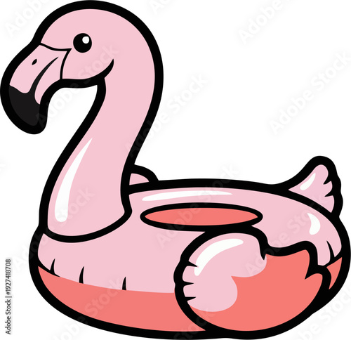 Cute Pink Flamingo Inflatable Pool Float Cartoon Vector Illustration Isolated 