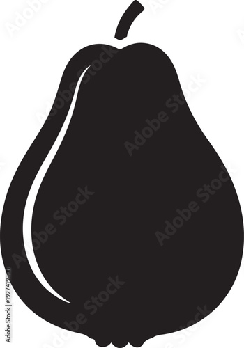 Guava fruit with leaf silhouette vector flat illustration design
