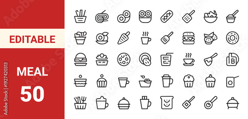 Catering line Editable Icons set. Vector illustration in modern thin line style of nourishment related icons: service,