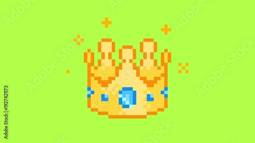 pixel art golden diamond crown animation 