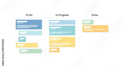 Kanban board diagram illustrating project workflow stages in a clean organized layout