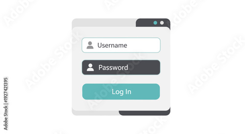 Clean vector illustration of a login interface with username and password fields