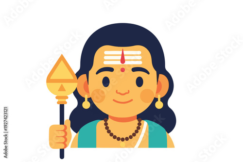 Hindu Lord Shiva Illustration with Trident and Peacock – Colorful Vector Art