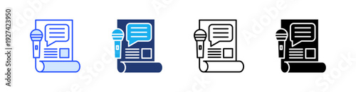Reporter Multiple Style Icon Set Vector 