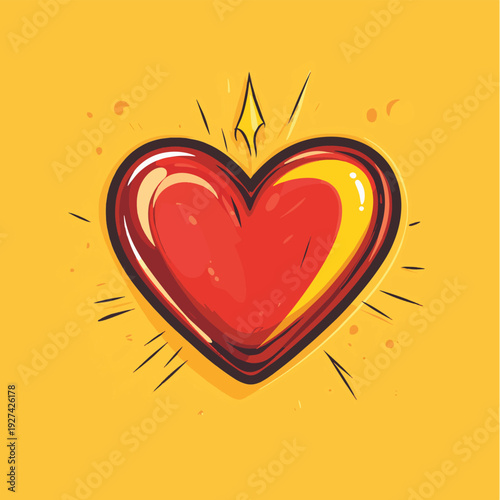 Red heart attack with yellow spark bolt icon vector design , vector style simple color