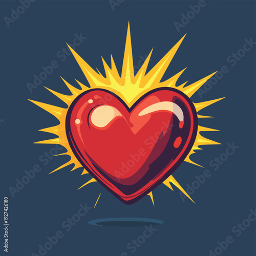 Red heart attack with yellow spark bolt icon vector design , vector style simple color