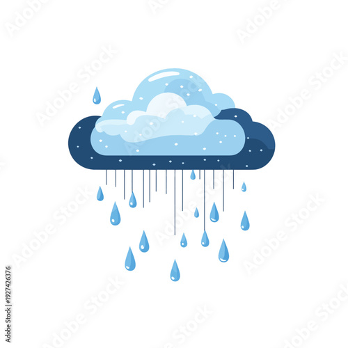 Cloud rain thuderstorm icon flat vector design , vector style simple color