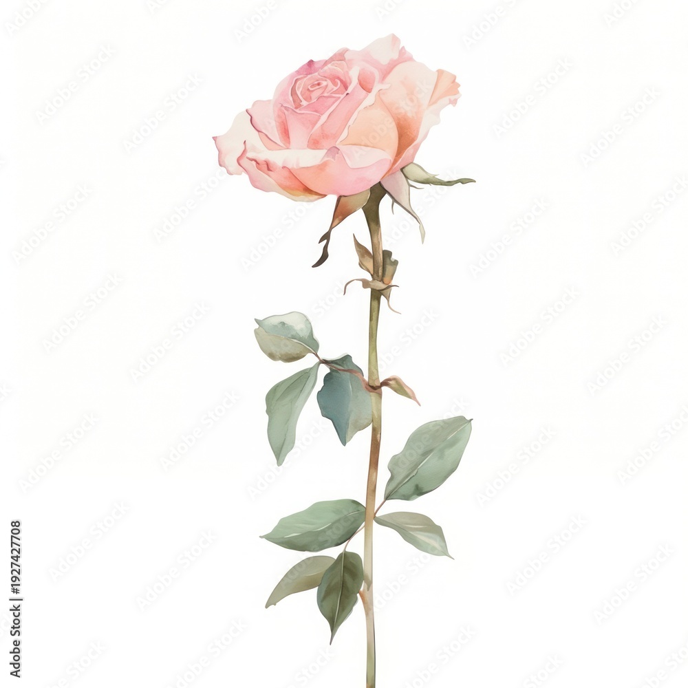 Obraz premium Pastel coquette rose illustration watercolor flower.