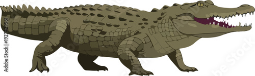 Pixel Art Alligator Isolated Object Vector Illustration