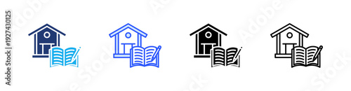 Homework Multiple Style Icon Set Vector 