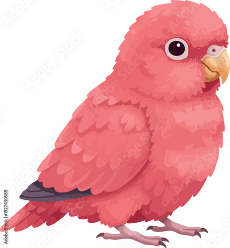 Pink Parrot Isolated Vector Illustration Cute Bird Cartoon