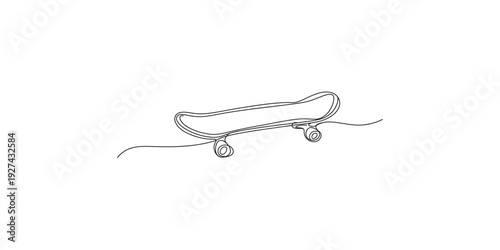 A minimalistic line drawing of a skateboard, capturing the essence of the sport in a simple sketch style.