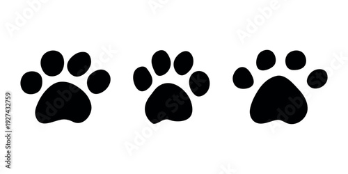 Set of hand drawn cute cat's paw Cat, dog, animal, pet, puppy, bear, wolf, tiger paw clipart in doodle style For print, web, design, decor, greeting cards, children's prints