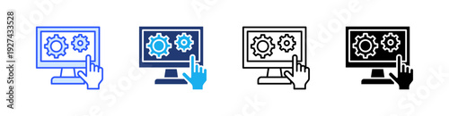 Operating Multiple Style Icon Set Vector 