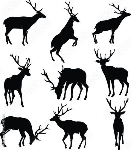deer silhouettes set