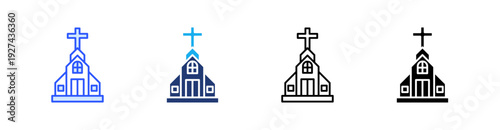 Church Multiple Style Icon Set Vector 