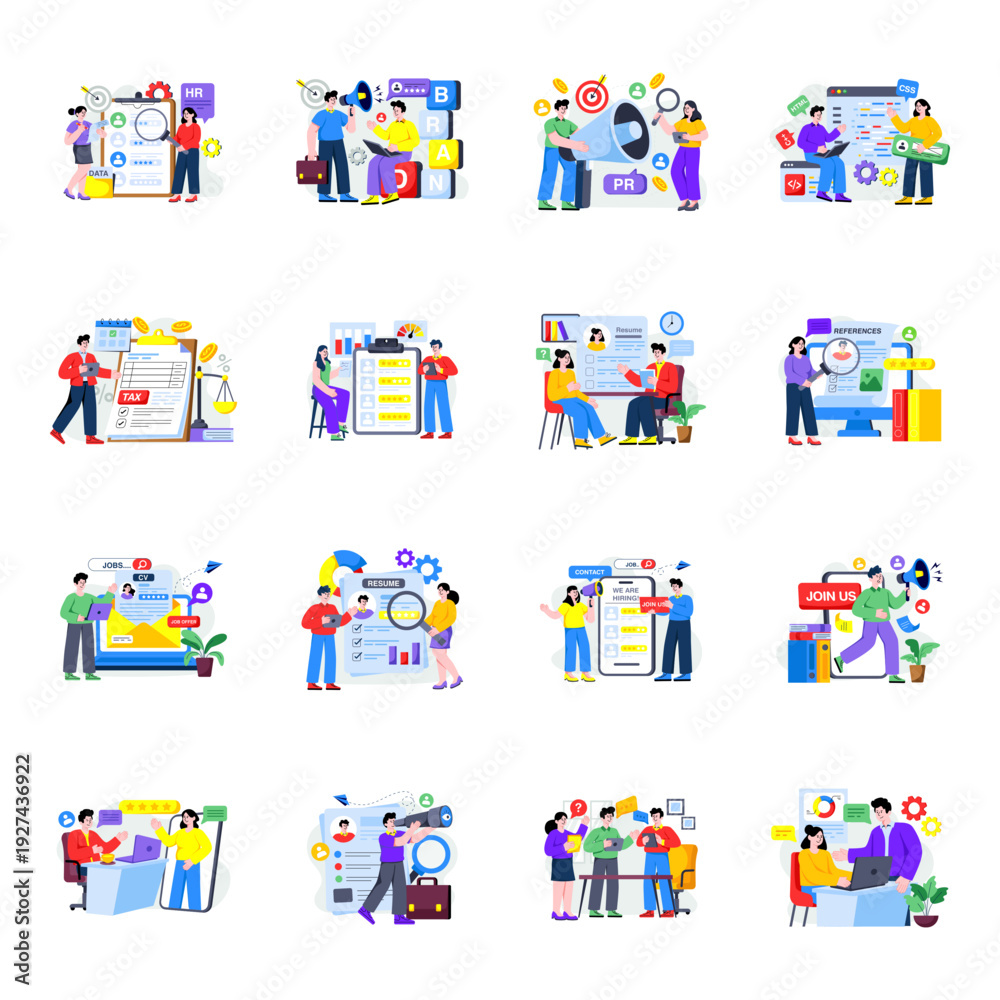 Fototapeta premium Set of Real Estate Flat Illustrations