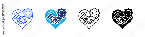 Volunteer Work Multiple Style Icon Set Vector 