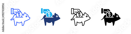 Deposit Multiple Style Icon Set Vector 