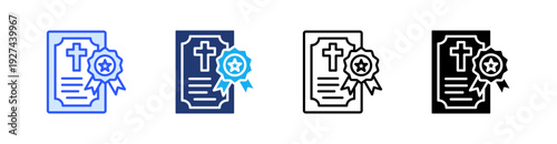 Death Certificate Multiple Style Icon Set Vector 