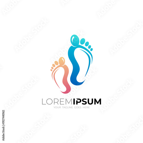 logo of the soles of an adult and a child's feet walking together