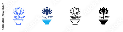 Dahlia Multiple Style Icon Set Vector 