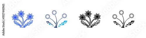 Dandelion  Multiple Style Icon Set Vector 