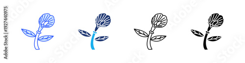 Butterfly Pea Multiple Style Icon Set Vector 