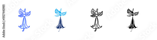 Trumpet Flower Multiple Style Icon Set Vector 